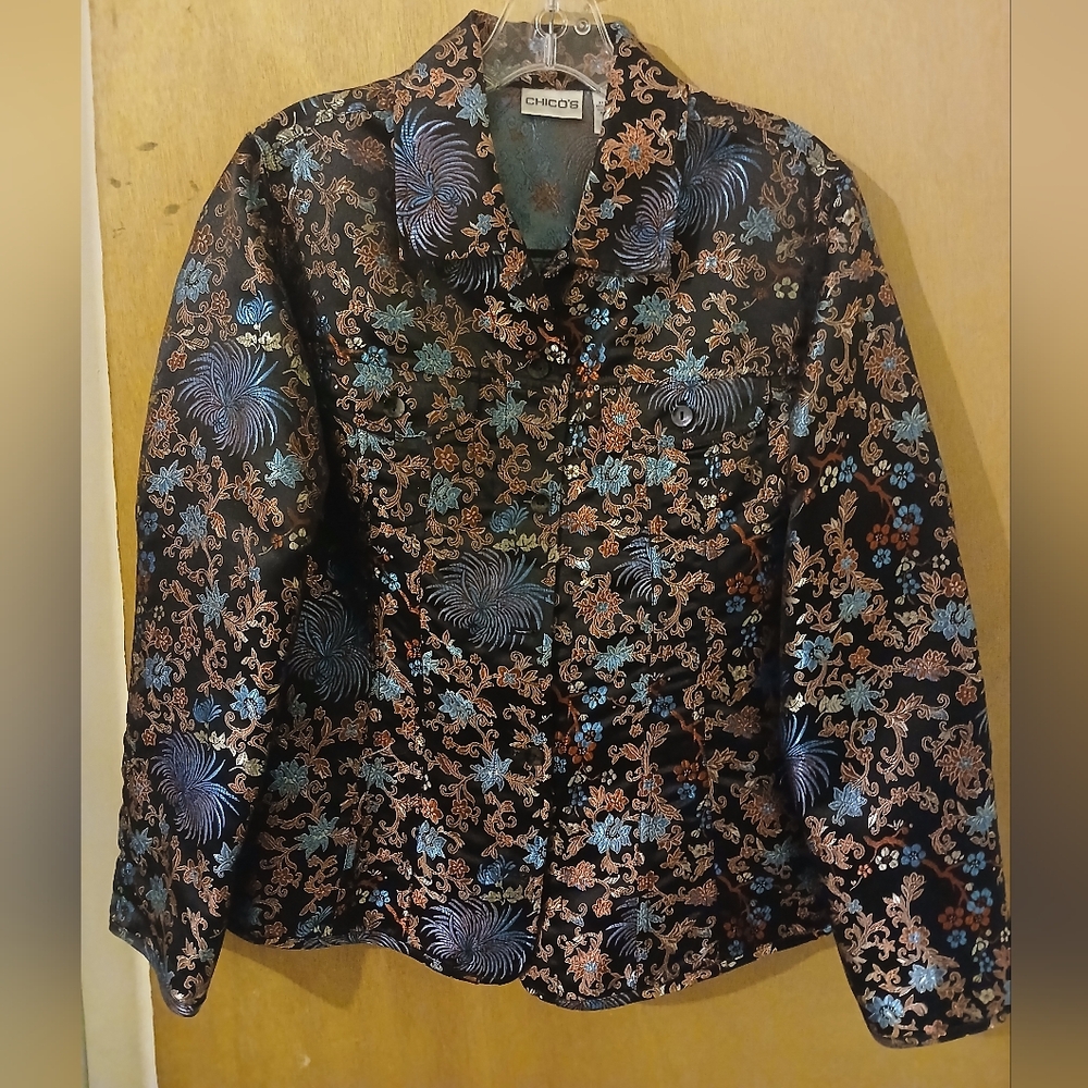 Chicos Woman's Black, Blue and Red Jacket